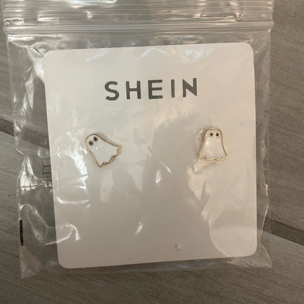 SHEIN Ghost Earrings in White and Gold